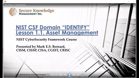 Nist Csf Lesson 1 1 Asset Management Youtube