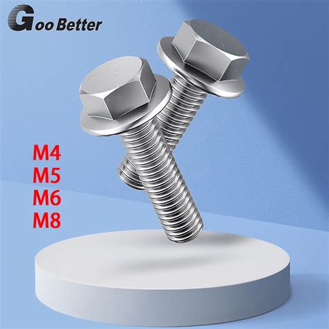 M4 M5 M6 M8 Hexagon Head Flange Bolts Flanged Hexagon Screws Metric A2