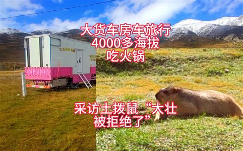 大货车房车旅行，4000多海拔对着雪山吃火锅，采访土拨鼠大壮被拒绝！ 大乐房车生活 大乐房车生活 哔哩哔哩视频