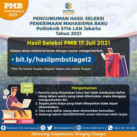 Hasil Seleksi PMB Tahun 2021 Gelombang 2 Politeknik STIA LAN Jakarta