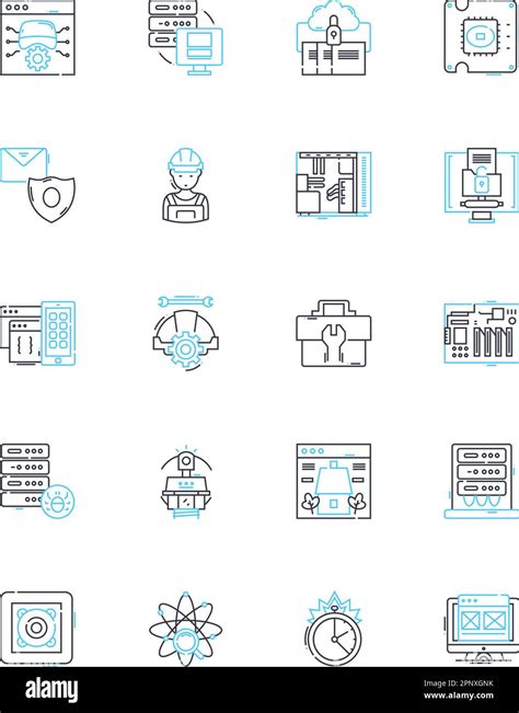 Cyber Security Linear Icons Set Encryption Firewall Malware