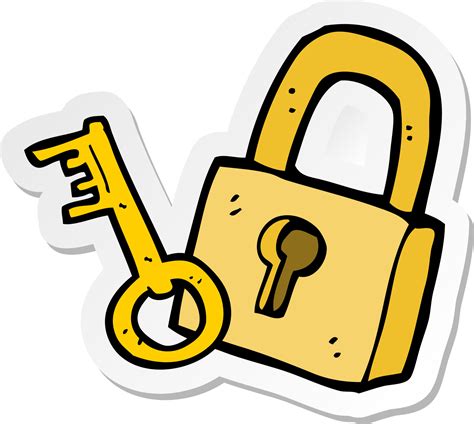 Sticker Of A Cartoon Padlock And Key Vector Art At Vecteezy