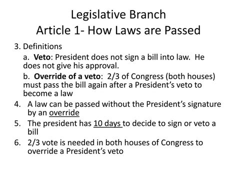 Ppt Section One Legislative Branch Powerpoint Presentation Free