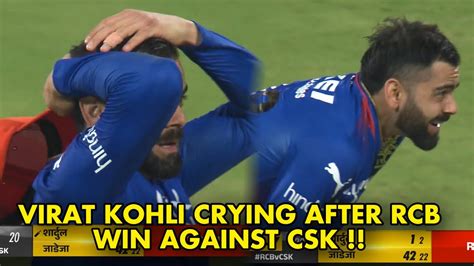 Virat Kohli Gets Emotional And Crying After Rcb Win Against Csk Rcb Qualify For Playoffs Youtube