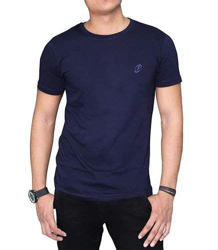 Plain Lycra Cotton Men Blue Round Neck T Shirt At Rs 125 In Delhi Id