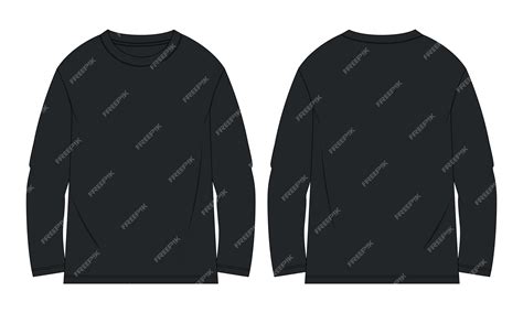 Premium Vector | Long sleeve black color t shirt Vector illustration ...