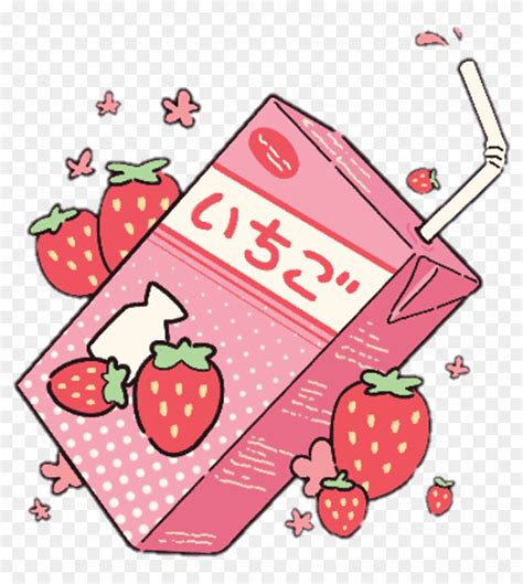 Aesthetic Kawaii Milk Strawberry Pastel Pink - Strawberries And ...