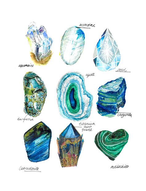 Watercolor Crystals Canvas Print By Jacqueline Dantier Gemstone Art