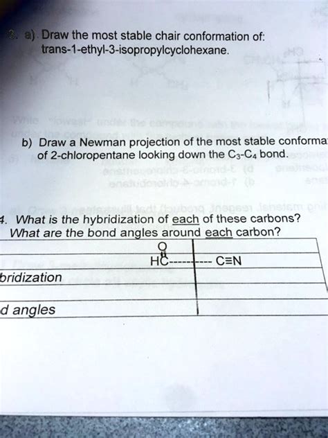 SOLVED Draw The Most Stable Chair Conformation Of Trans 1 Ethyl 3