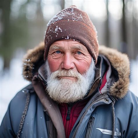 Premium Photo Portrait Of An Old Man In Winter Clothes