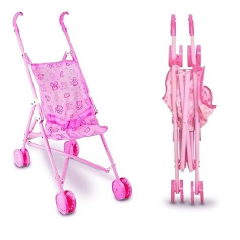 Carrinho De Boneca Bebe Reborn Brinquedo Infantil Passeio Rosa