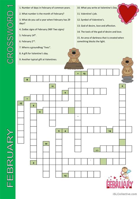 Crossword February Crossword English ESL Worksheets Pdf Doc