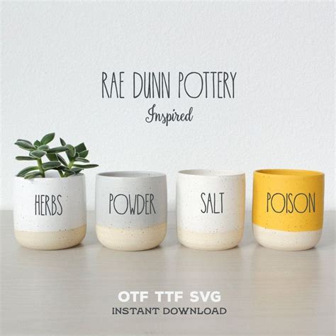 Skinny Pottery Font OTF TTF SVG Rae Dunn Pottery Inspired Etsy Dunn