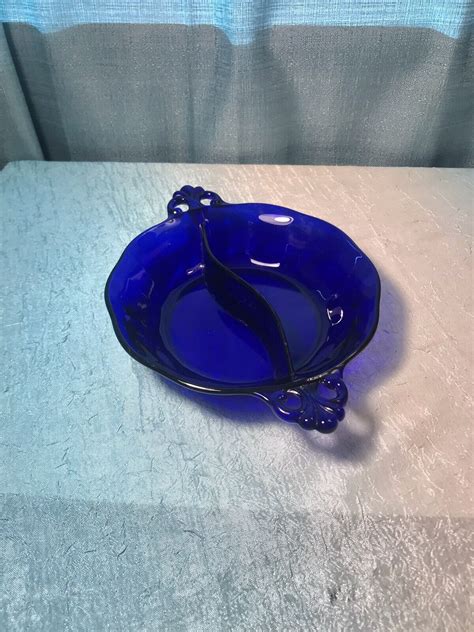 Antique Fostoria Glass Lafayette Cobalt Blue Handle Relish Divided Dish 1930s Ebay