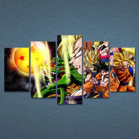 Dragon Ball Hero Cartoon 5 Panel Canvas Art Wall Decor Canvas Storm