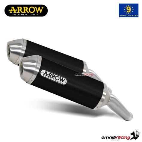 Arrow Pair Of Exhausts Thunder Slip Ons Dark Aluminum Approved For