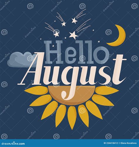 Hello August Sunflower Stock Illustrations Hello August Sunflower