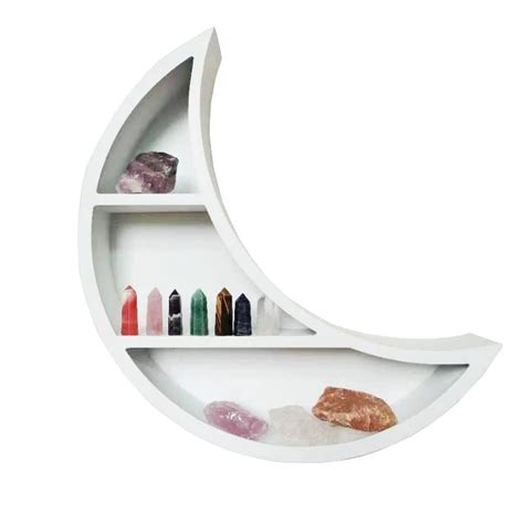 Kirpi Crescent Moon Shelf For Crystals White Floating Moon Shelf