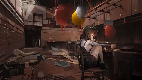 Wallpaper Anime Girls Balloon Brunette Fox Ears Piercing Party