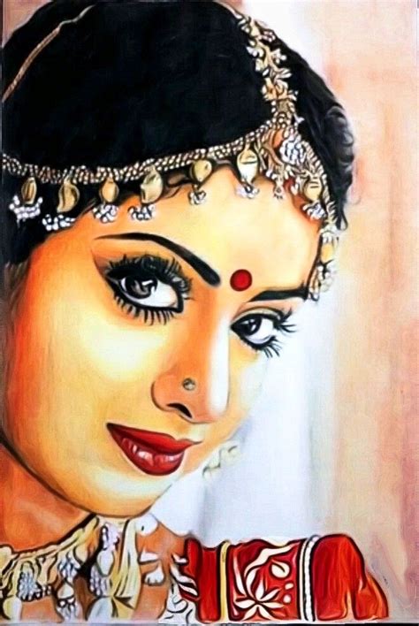 Village Sridevi Portrait Art Beauty Art Drawings Portrait Painting