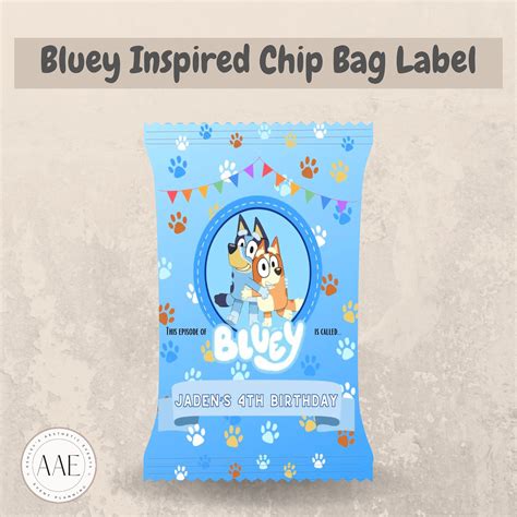 Bluey Inspired Bluey Chip Bag Label Bluey Party Chip Bag Etsy Finland