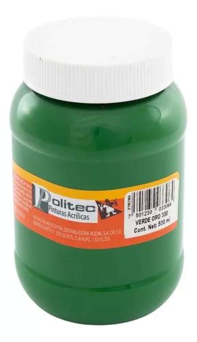 Pintura Acrilica Politec 500 Ml Acrilico Colores A Escoger Color Verde