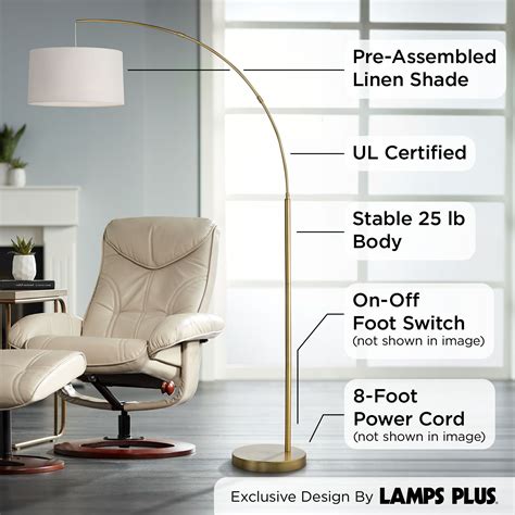 360 Lighting Cora Modern Arc Floor Lamp Standing 72 Tall Brass Metal