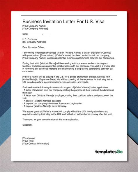 Invitation Letter For B1 B2 Visa