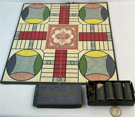 Lot Antique 1890 Parcheesi Board Game Popular Edition