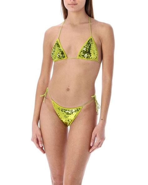 Os Ree Microkini Sequin Bikini Set In Green Lyst Uk