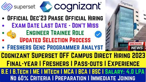 Finally Cognizant Off Campus Official Superset Mass Hiring 2023 Started