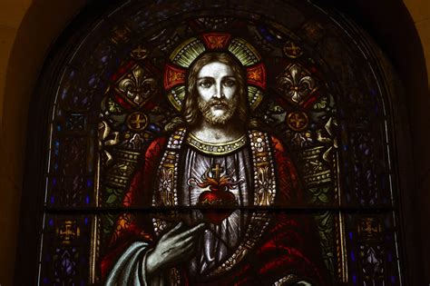 Photo Interior Art Stained Glass Window Sacred Heart Of Jesus The Basilica Of Saint Mary