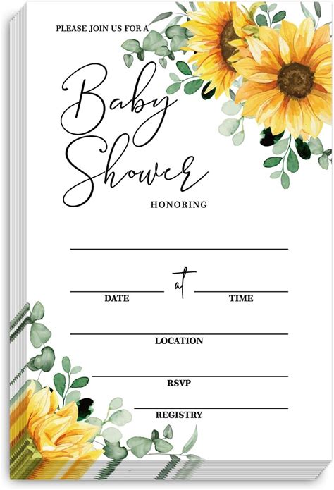 Amazon Wwongxianb Set Of Baby Shower Sunflower Invitations