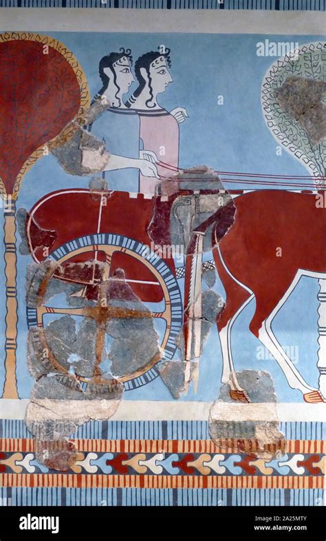 Fragments From The Tiryns Wall Painting Stock Photo Alamy