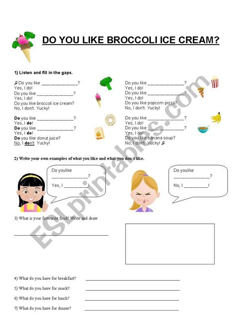 Do you like Broccoli Ice Cream - ESL worksheet by divuzenka