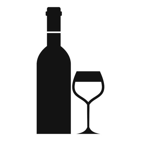 Glas Und Flasche Wein Symbol Einfache Illustration Des Weinflaschen