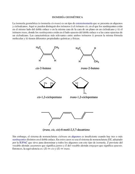 3 Isomería Geométrica e Isomería Optica ISOMERÍA GEOMÉTRICA La