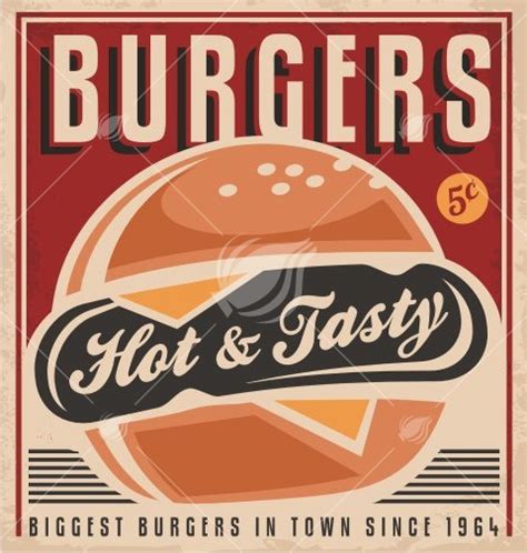 Burgers Retro Poster Design Vector Illustration Lukeruk