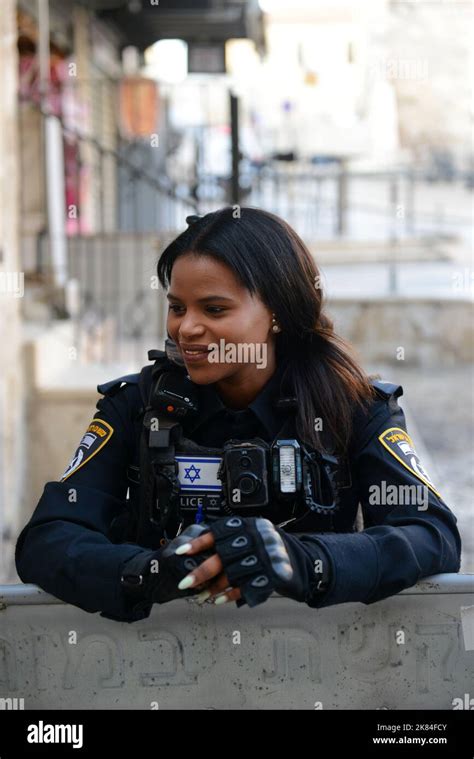 Portrait of a beautiful Israeli policewoman taken in Jerusalem, Israel Stock Photo - Alamy