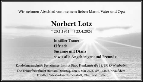 Traueranzeigen Von Norbert Lotz Vrm Trauer De