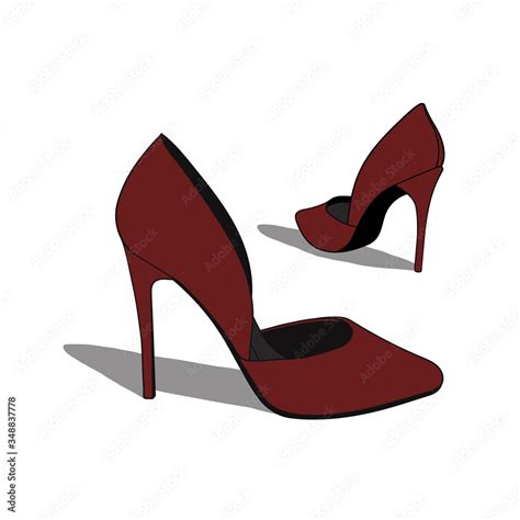 Women Red Shoes Illustration On White Background Fashion Illustration