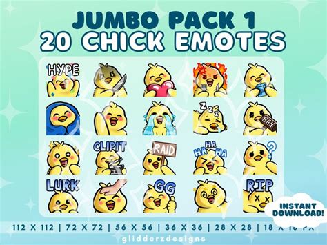 Chick Emotes Twitch JUMBO Pack 1 20 Chick Twitch Emotes Cute Chick