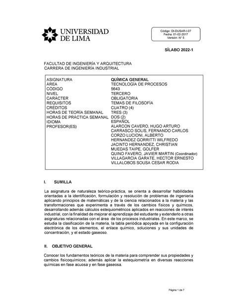 Sil Quimica General S Labo Facultad De Ingenier A Y