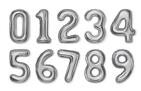 Premium Vector Realistic Silver Number Balloons