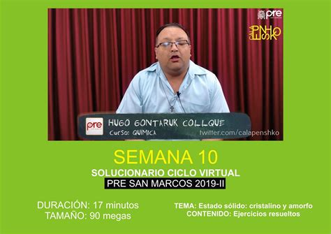 Solucionarios De La Pre San Marcos Qu Mica Semana Pre San Marcos