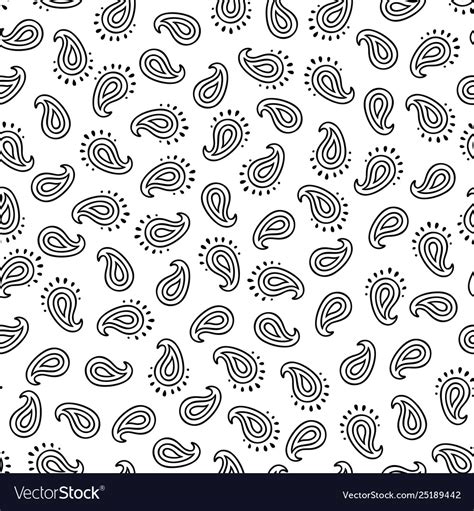 Black And White Paisley Seamless Pattern Vector Image