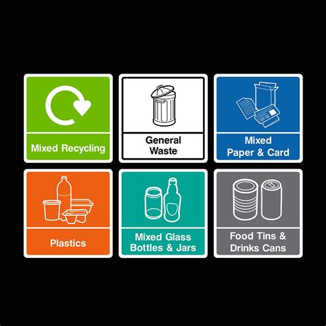 Recycling Bin Sign Sticker Pack Self Adhesive Vinyl Pack Of