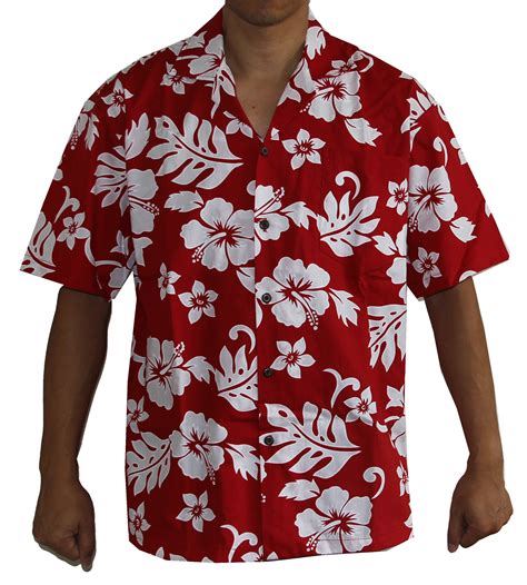 Men S Classic Hibiscus Christmas Red Hawaiian Aloha Cruise Luau Shirt