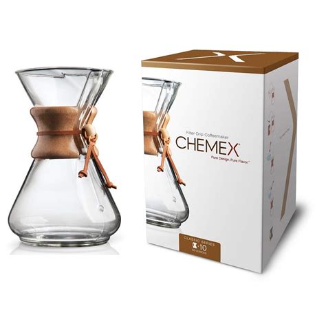 Chemex Classic Series Glass Pour Over Coffee Maker 10 Cup