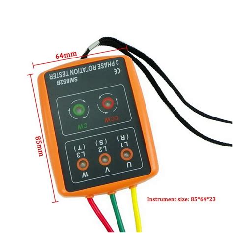 Generic 852b 3 Phase Rotation Tester Digital Phase Indicator Detector Led Buzzer Phase Sequence